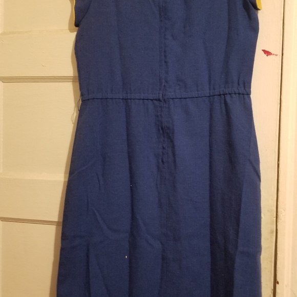 Blue Vintage Dress w/Yellow trim - Picture 3 of 5